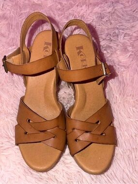 Kork-Ease Korks Mia Brown /Dark Tan Cork Insole Strappy Sandals, Size 7